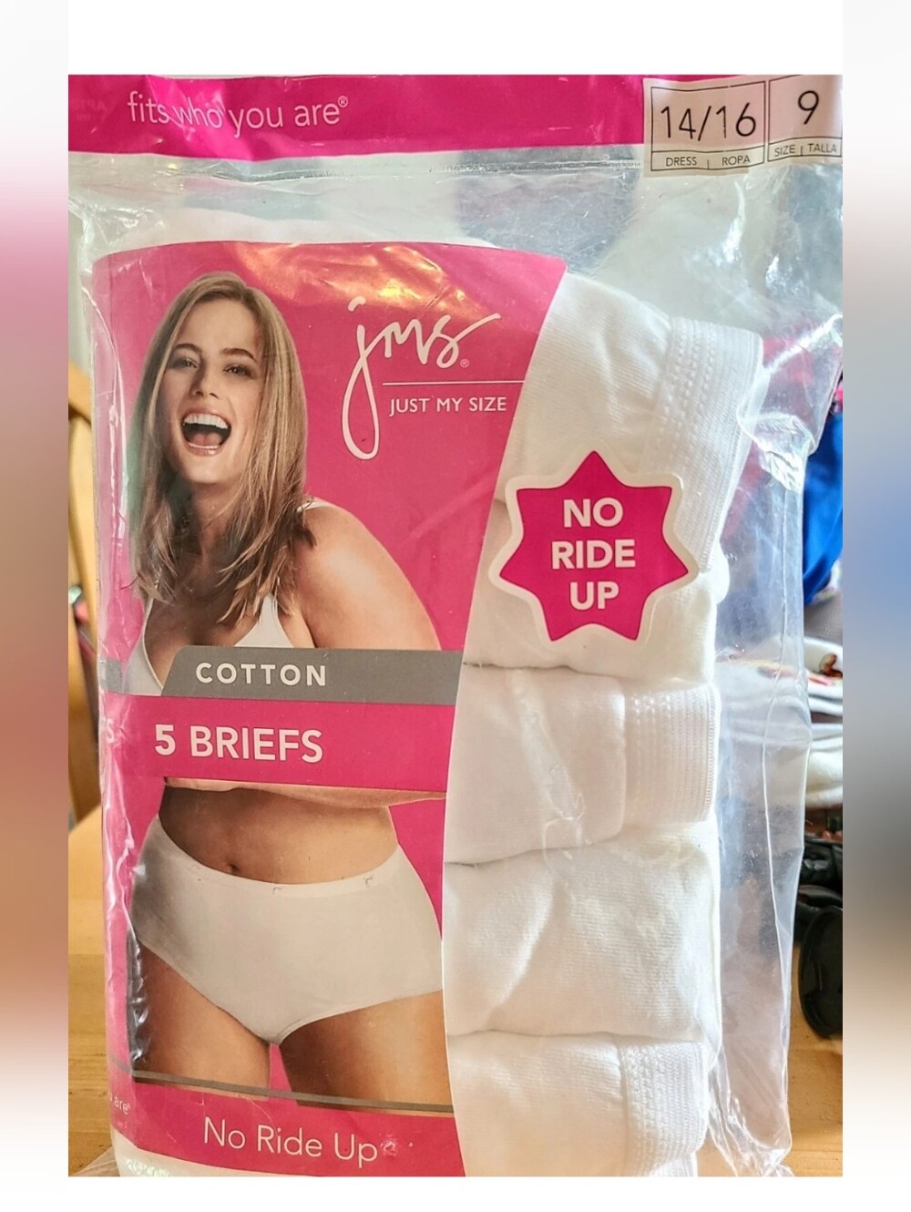 Just My Size Hanes 9 JMS (14-16) Cotton Briefs 5pk Underwear Panties Panty Women